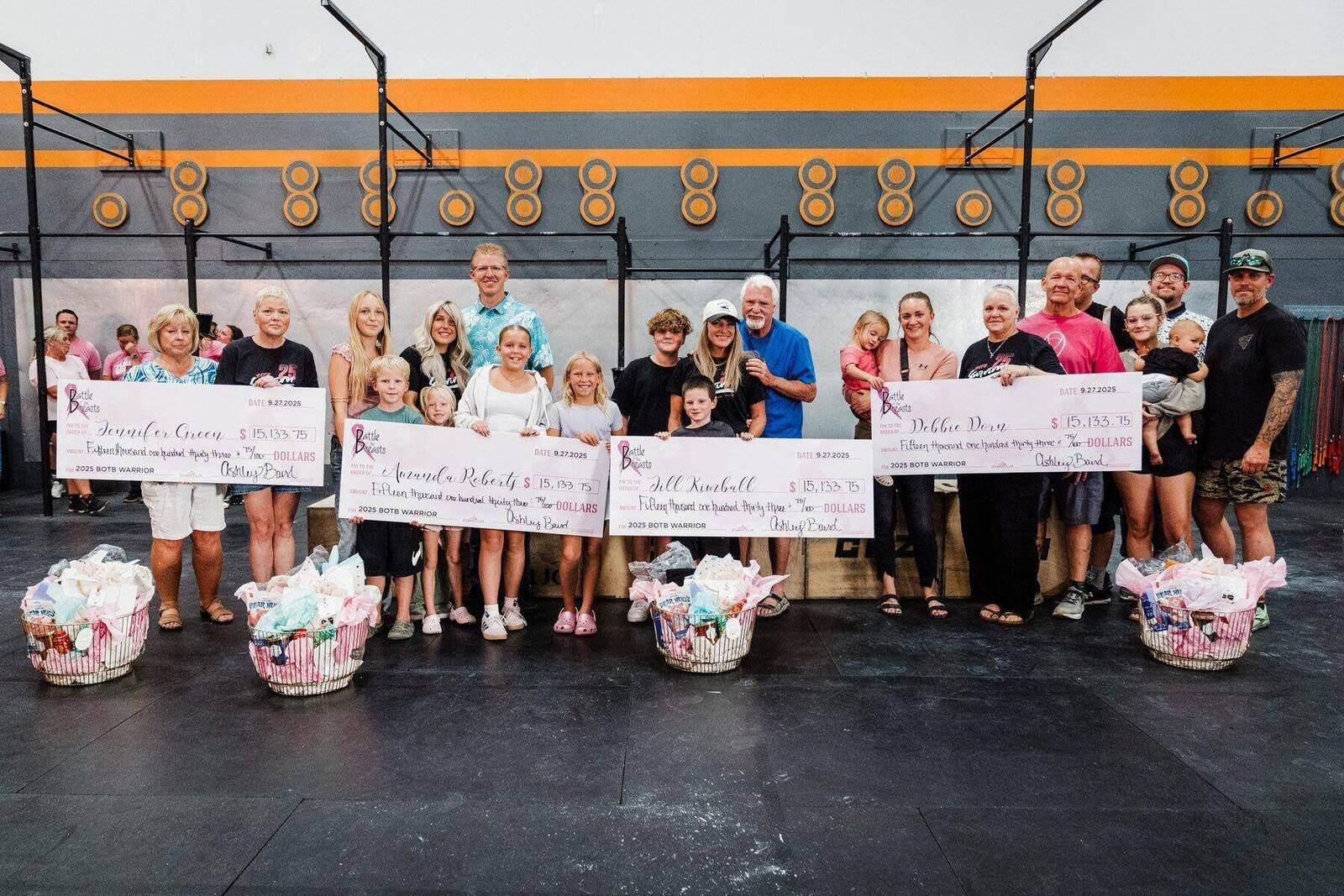Battle of the Breasts recipients and CrossFit Zion community
