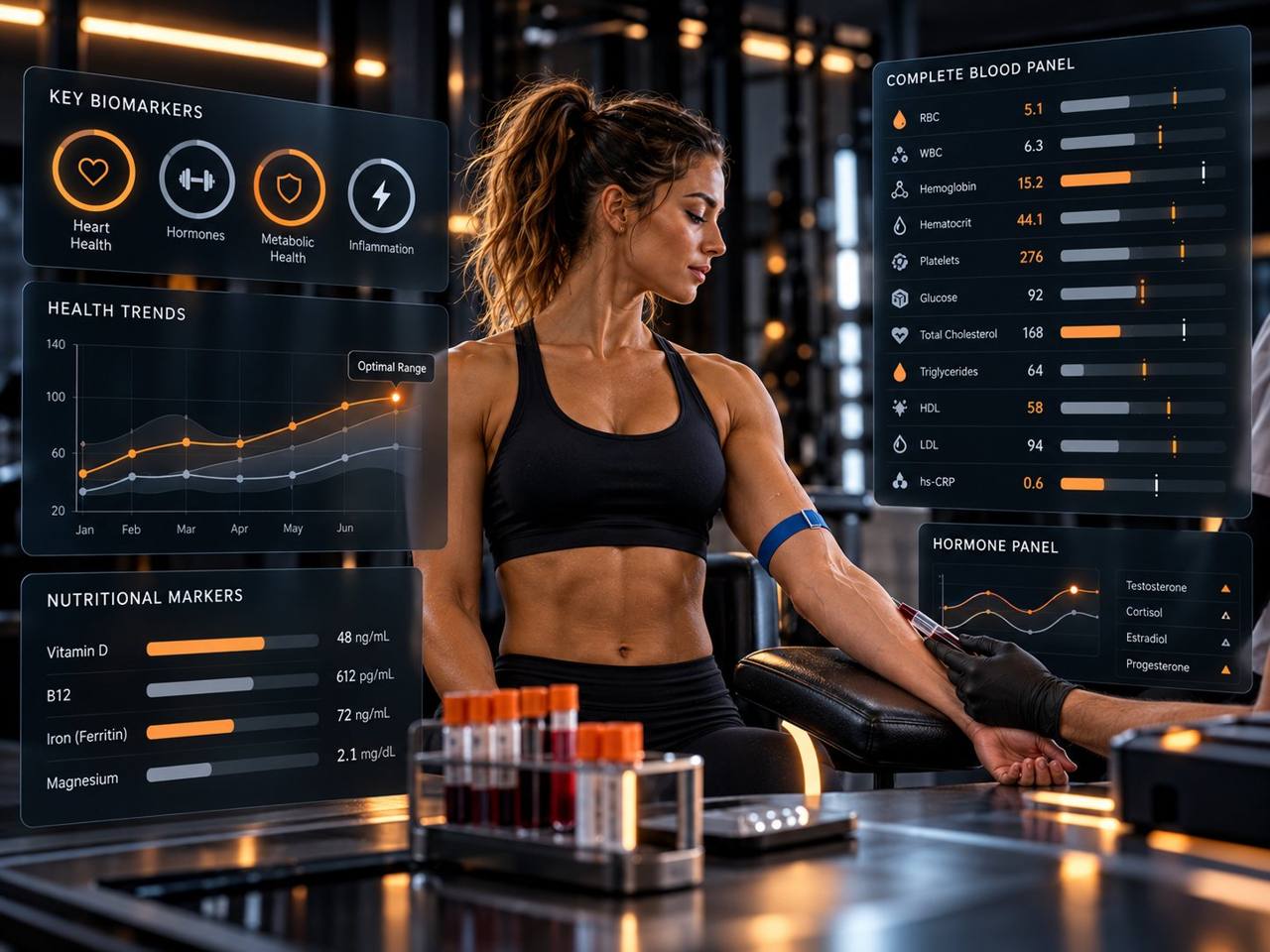 Biomarker dashboard and lab trend visualization