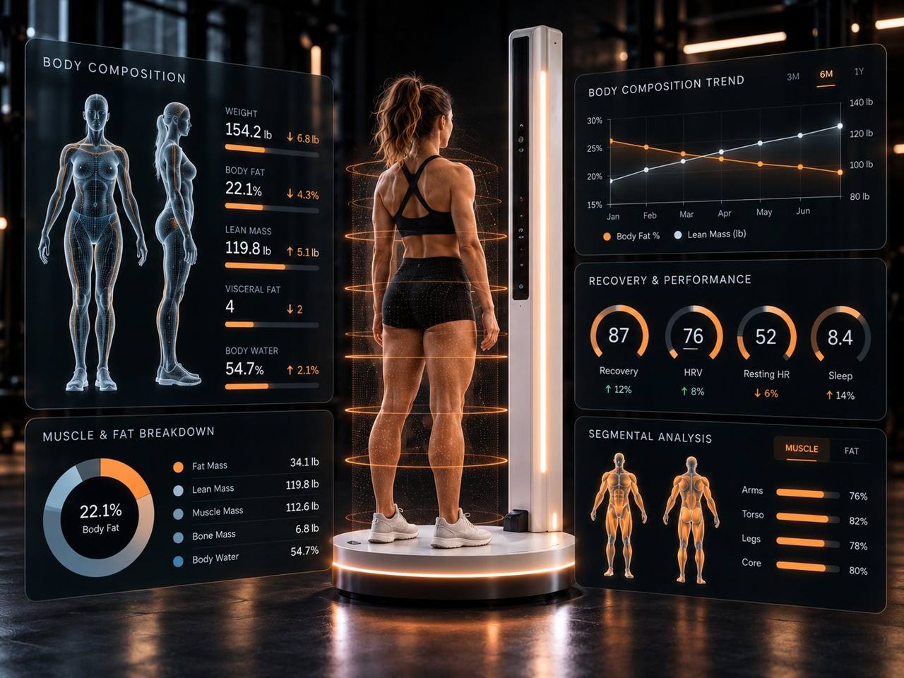 Body composition scan and fitness data visualization
